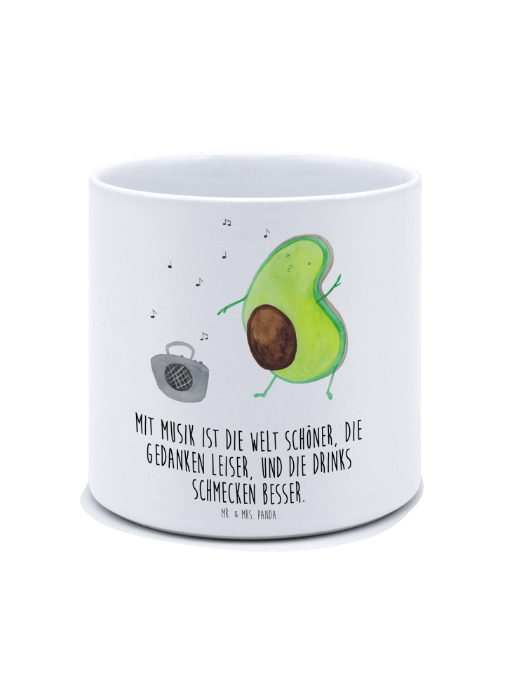 Pflanzkübel Avocado Tanzen mit Spruch in Weiß