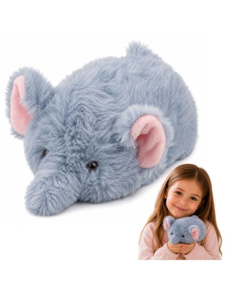 Plüschelefant Maskottchen Kuscheltier Weich Klein Grau 18 cm