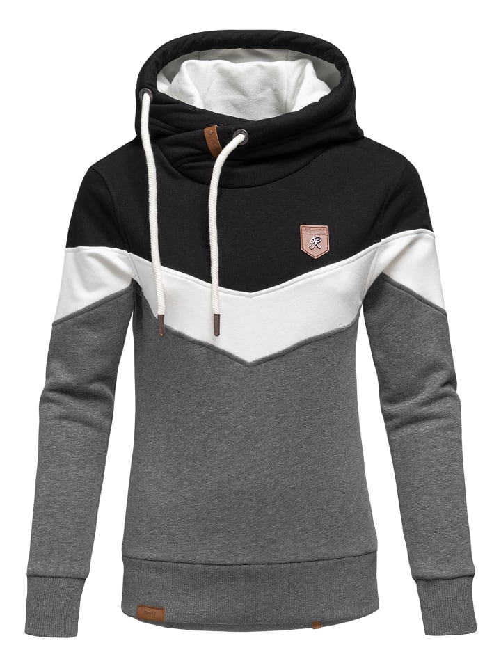 Kapuzenpullover BRISTOL in Schwarz/Weiß/Anthrazit