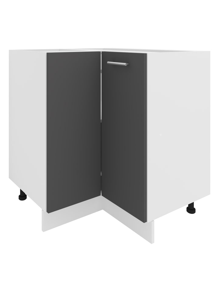 Eckschrank Küchenschrank Unterschrank Küche Esilo in Weiß / Anthrazit