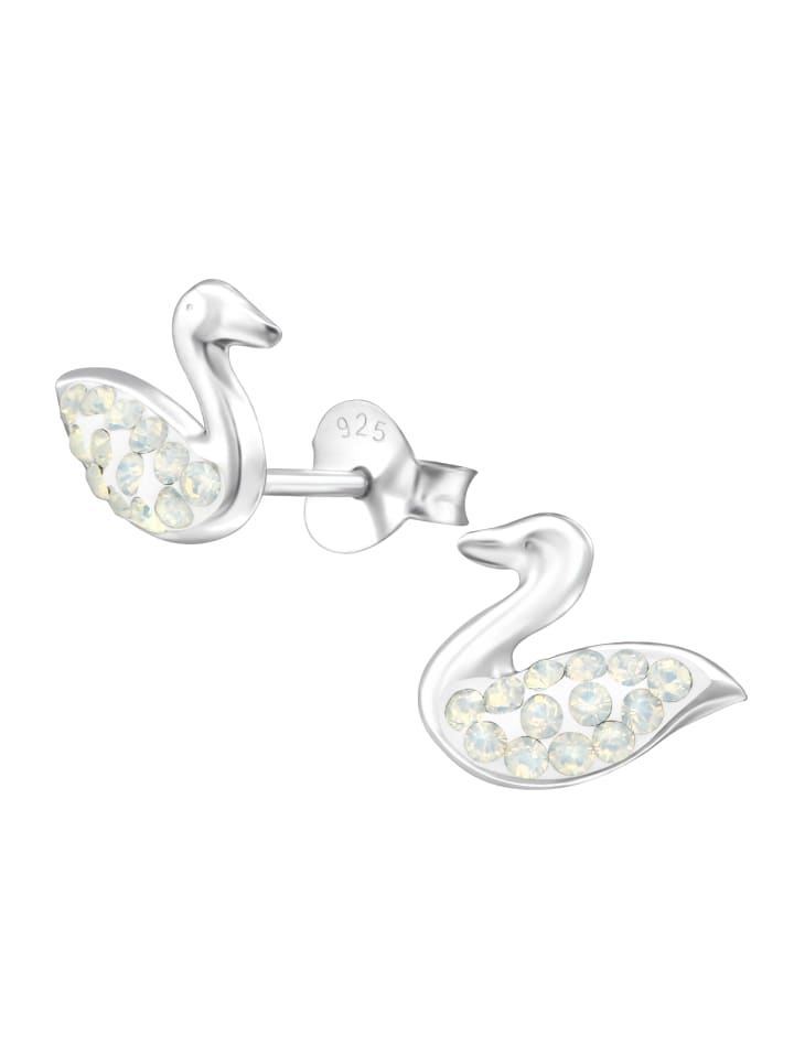 Ohrstecker in Silber, weißer Opal