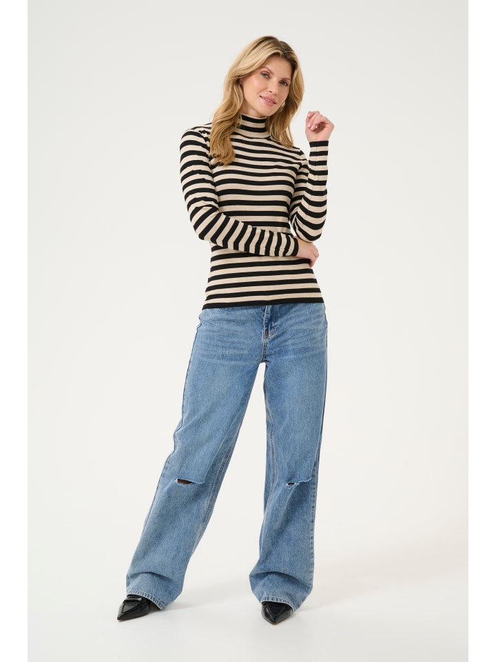 Langarm-Shirt KAlizza Tight fit in Feather Grey Mel./Black Stripe