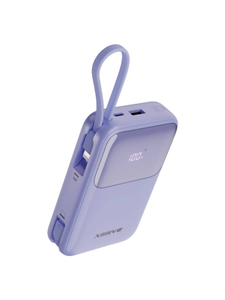 22,5W Power Delivery Schnelllade-Powerbank mit LED-Display in Lila