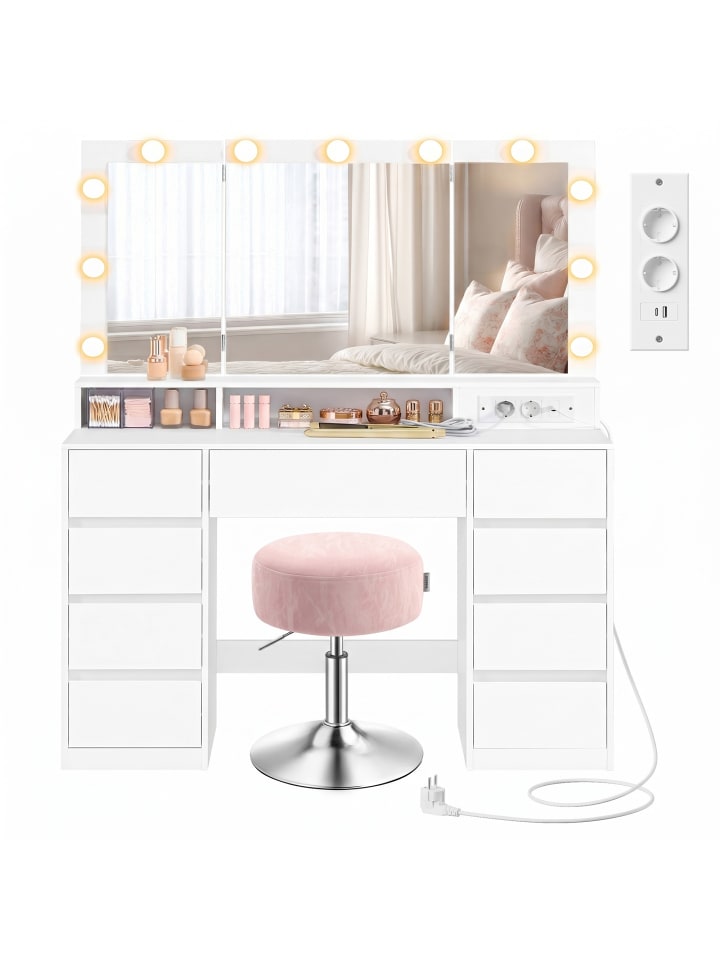 Schminktisch in Rosa - (B)107 x (H)144 x (T)40 cm