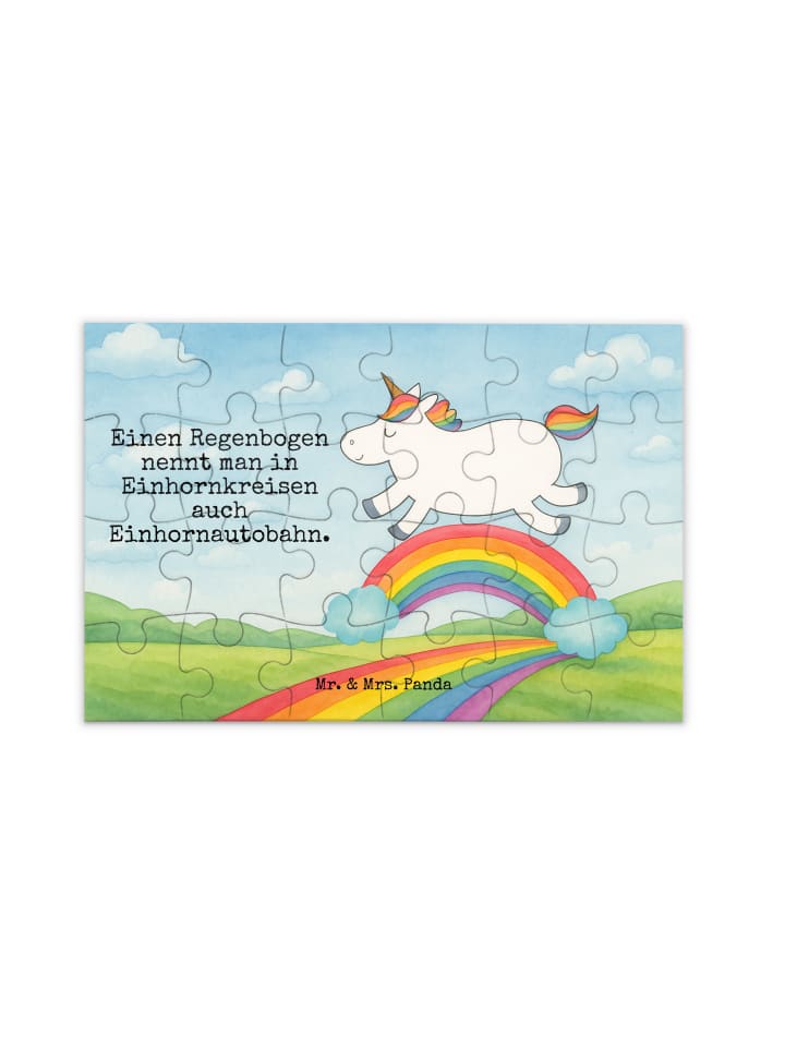 Puzzle Einhorn Regenbogen Design mit Spruch in Weiß