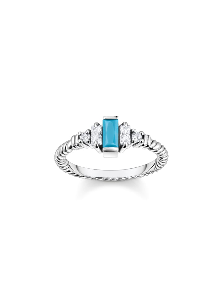 Ring Kordel Türkiser Stein in silber, türkis, weiß