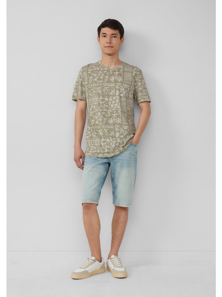 S.Oliver Herren T-Shirt Kurzarm – Regular Fit, Mit Frontprint, Größe XL, Grün