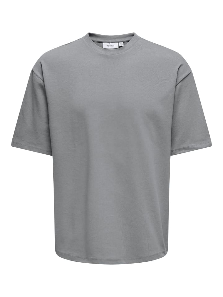 Oversize Fit T-Shirt Dropped Shoulder Design Shirt in Grau