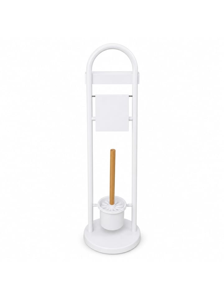WC Garnitur in Weiß/ Natur - (B)21,5 x (H)79 x (T)21,5 cm