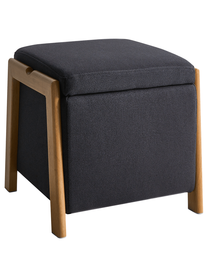 Pouf EDLAND in Schwarz/Braun - (W) 45 x (H) 44 x (L) 43 cm