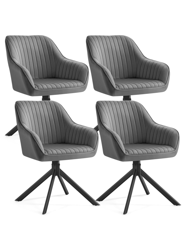 4er-Set: Esszimmerstuhl Tyra in Grau-Schwarz - (B)60 x (H)81.5 x (T)58 cm