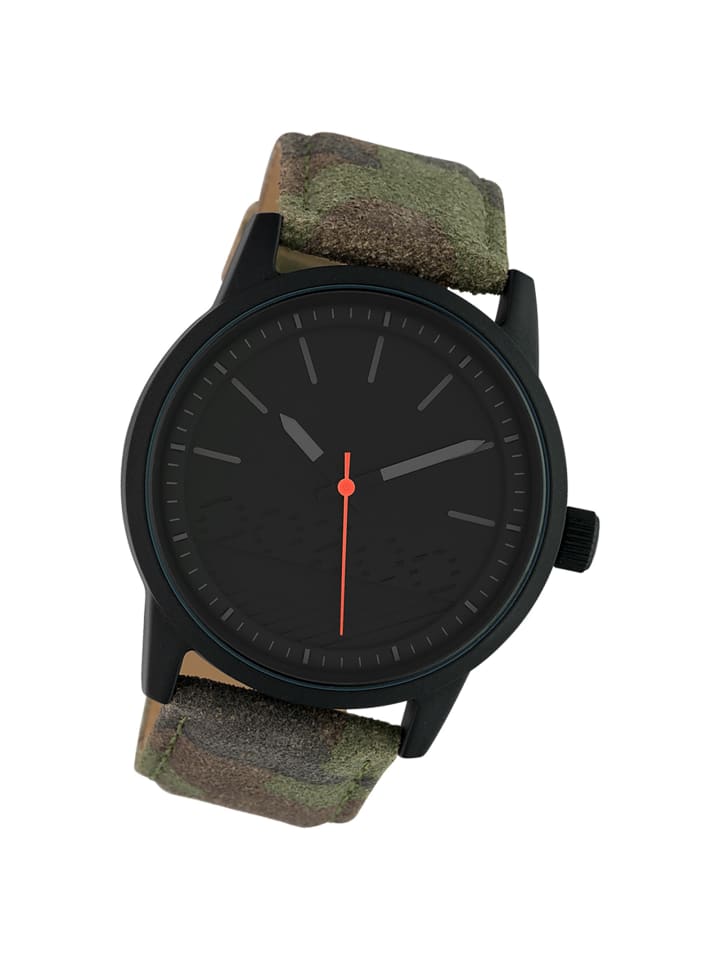 Analog-Armbanduhr Oozoo Timepieces grün, camouflage groß (ca. 45mm)