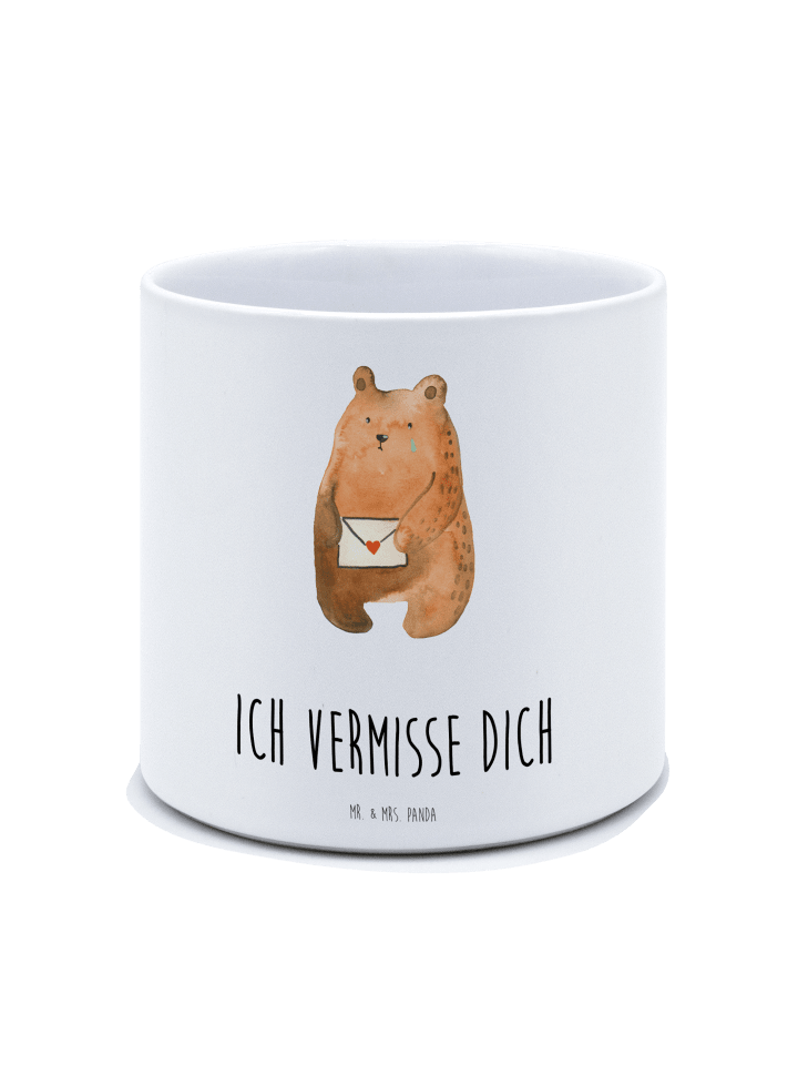 Blumentopf Groß Bär Vermissen mit Spruch in Weiß