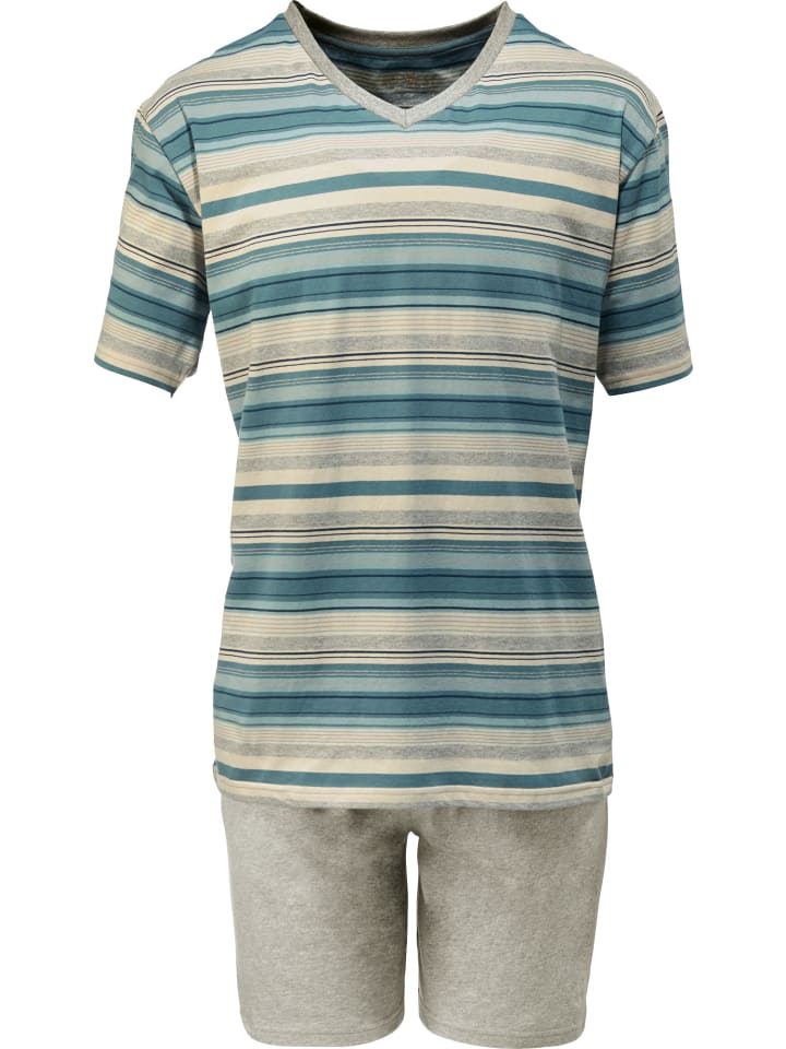 Single-Jersey Shorty in petrol/grau meliert