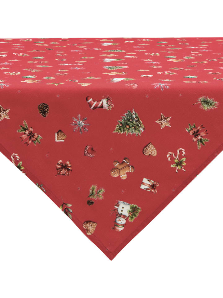 Baumwolle Mitteldecke in rot-bunt