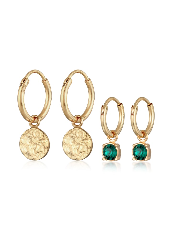Ohrringe 925 Sterling Silber Kreis, Plättchen in Gold
