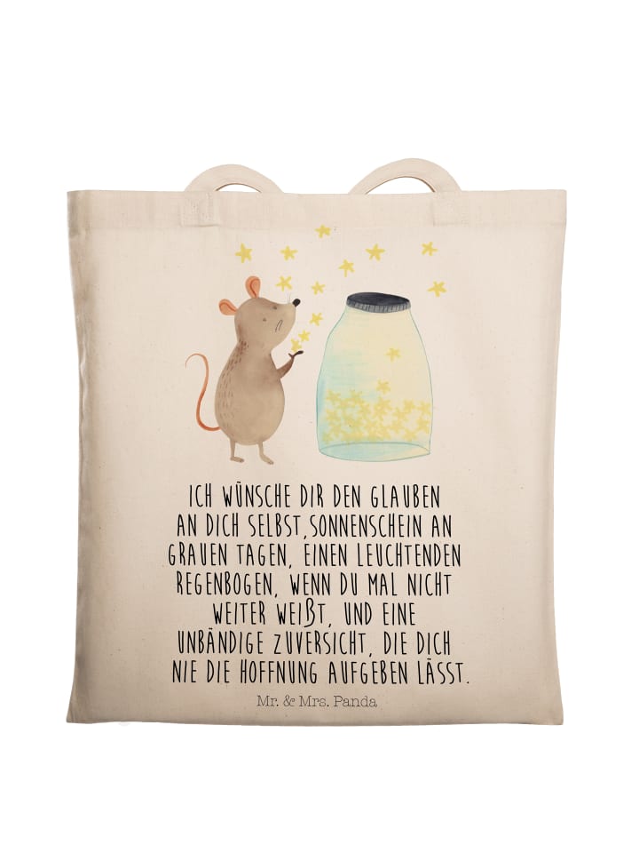 Umhängetasche Maus Sterne mit Spruch in Creme