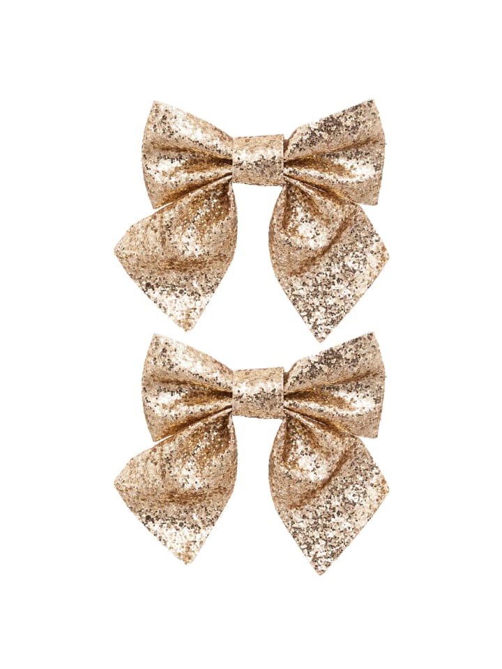 Deko-Schleifen aus Polyester, 2er-Set in Gold, 16 x 14 cm