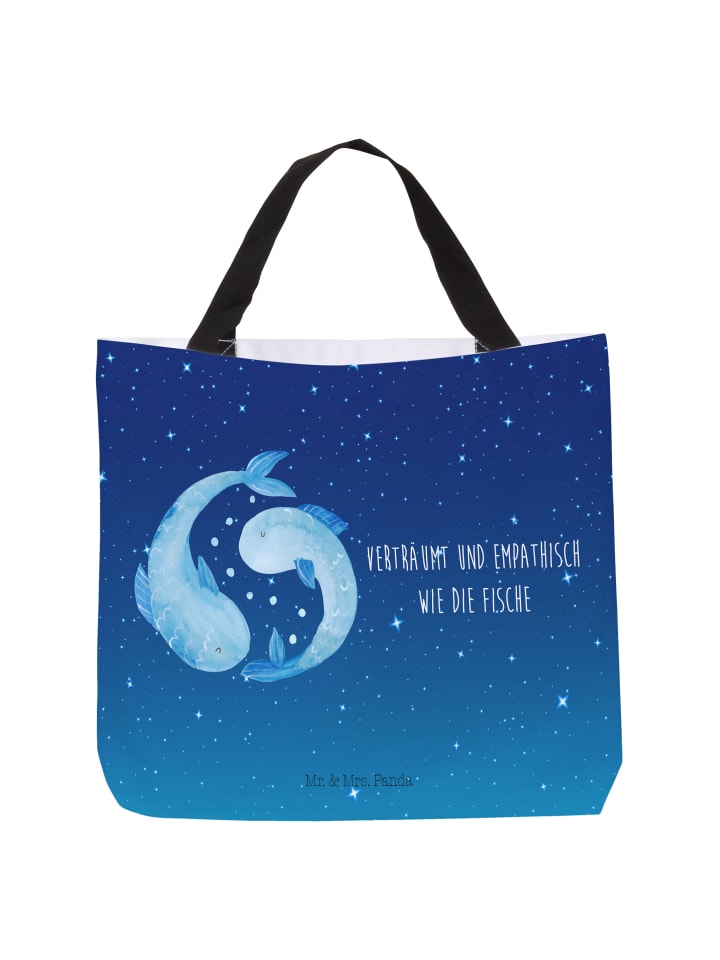 Tasche Sternzeichen Fische mit Spruch in Sternenhimmel Blau