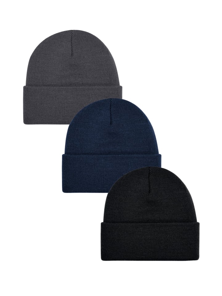 Herren Strickmütze 3er Pack, warme Beanies für Winter in Mehrfarbig