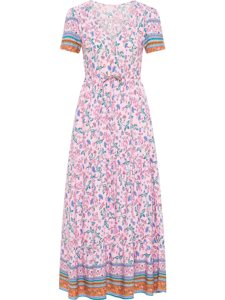 Women Maxikleid Mit Blumenprint in Rosa Mehrfarbig