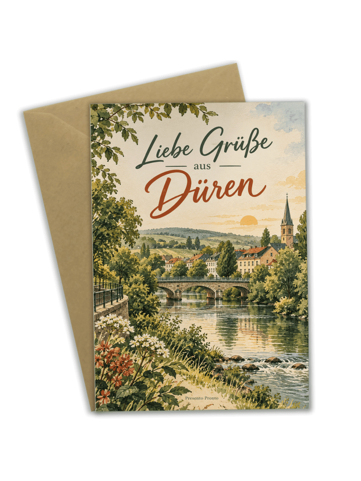 Grußkarte Landschaft regional Design mit Spruch in Weiß
