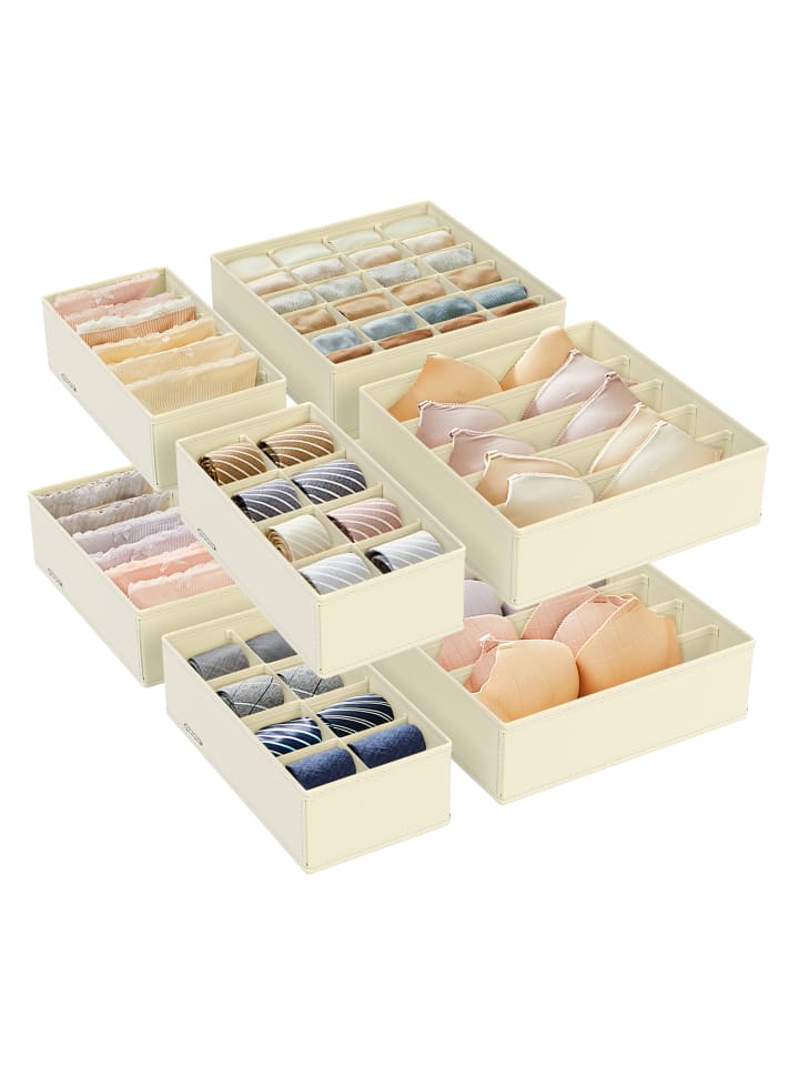 8er-Set: Aufbewahrungsbox Tina in Beige - (B)16 x (H)10 x (T)32 cm