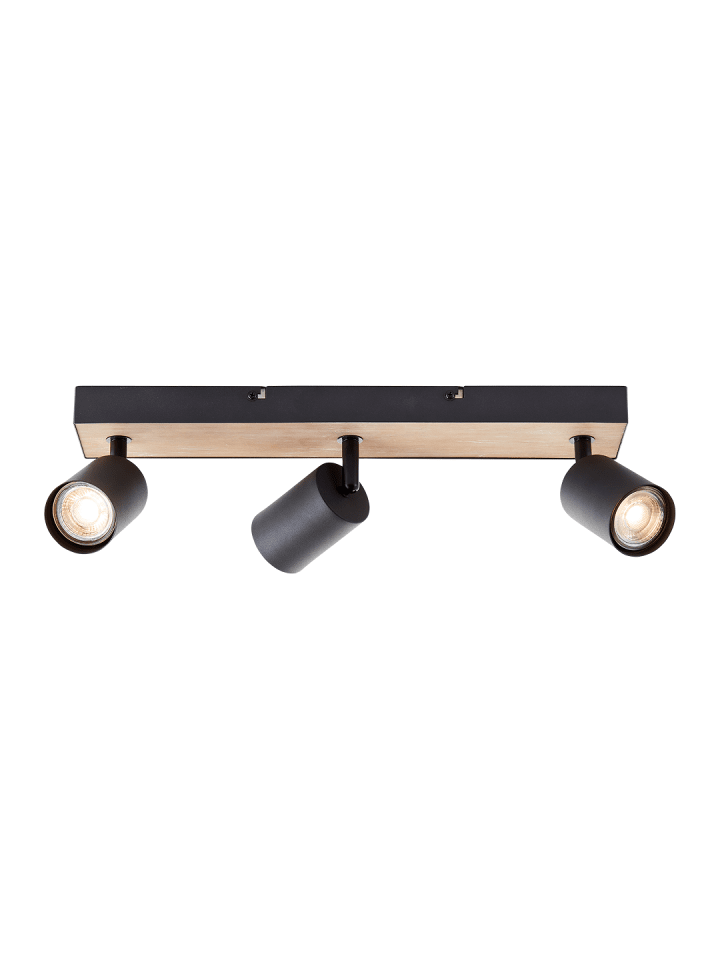 Jello Wood LED-Spotbalken – 3-flammig, Schwarz/Holz, dimmbar, warmweiß