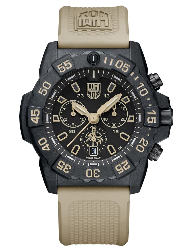 Taucheruhr für Herren Navy Seal mit 2 Bändern Schwarz / Creme