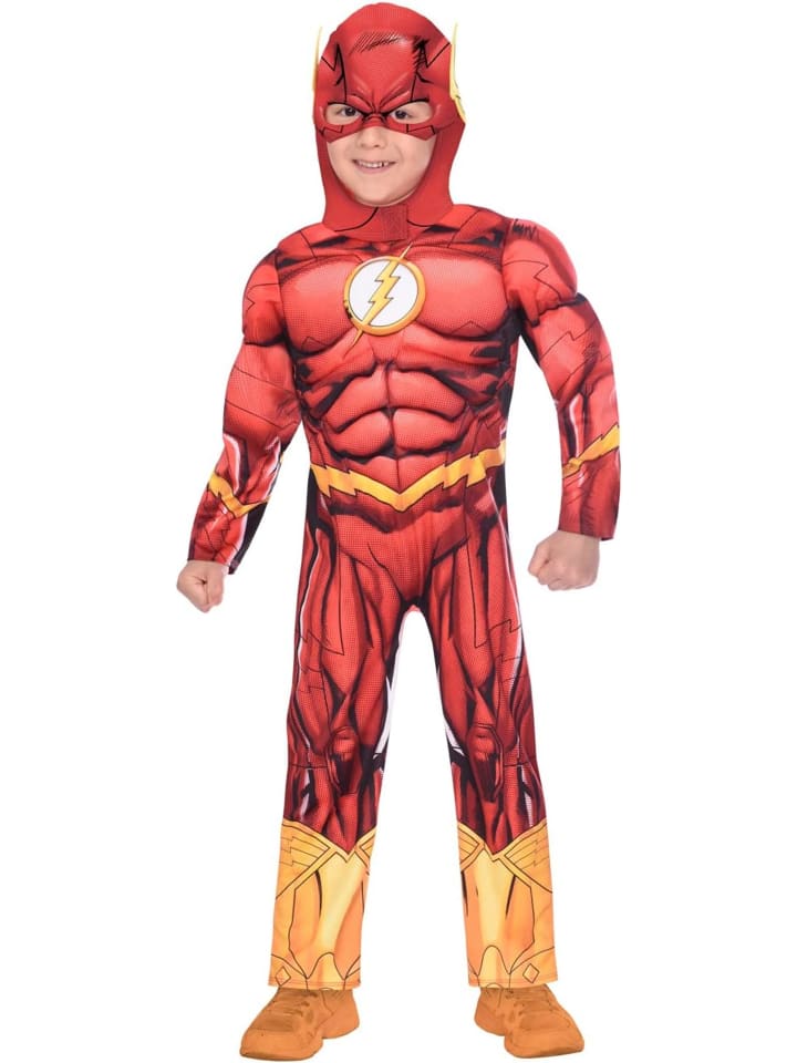 Kinder Kostüm The Flash bedruckter Overall Gr. 104 Karneval Fasching