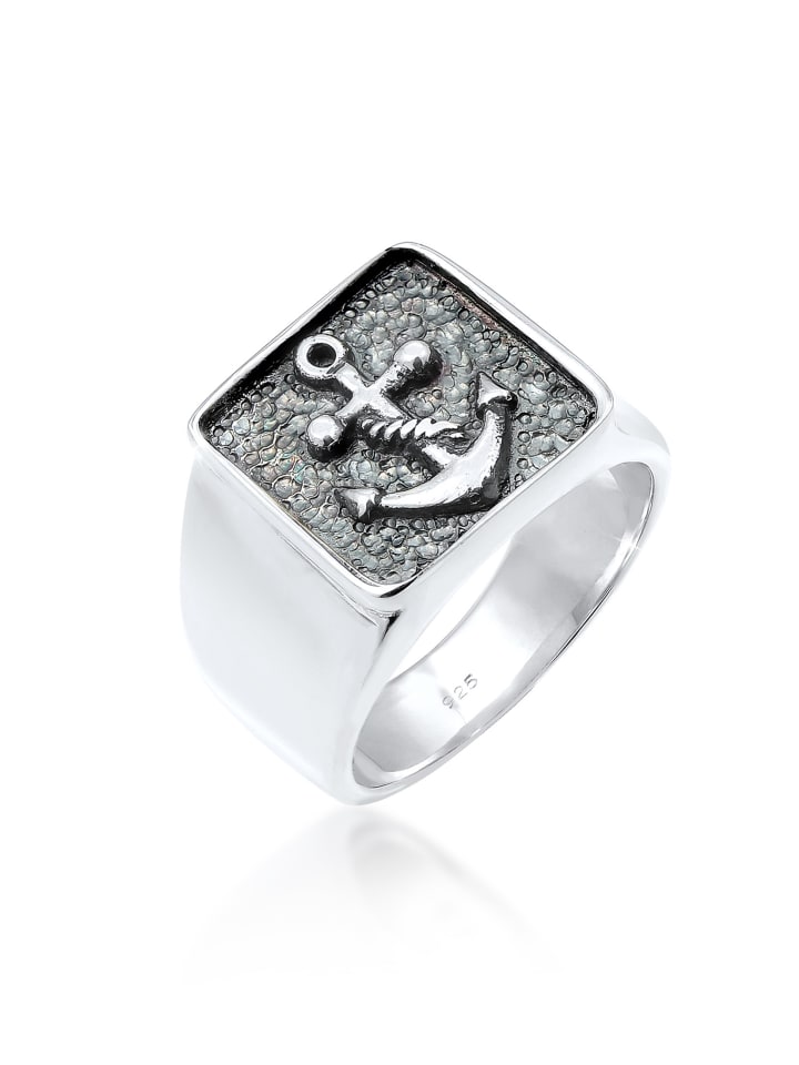 Ring 925 Sterling Silber Anker, Siegelring in Silber
