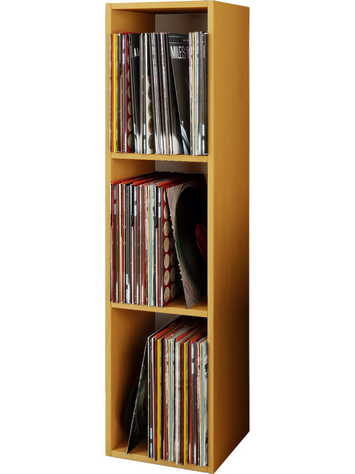 Holz Schallplatten LP Stand Regal Platto 3fach in Buche