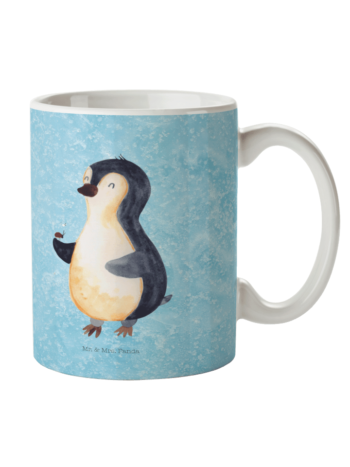 Becher Pinguin Marienkäfer ohne Spruch in Eisblau