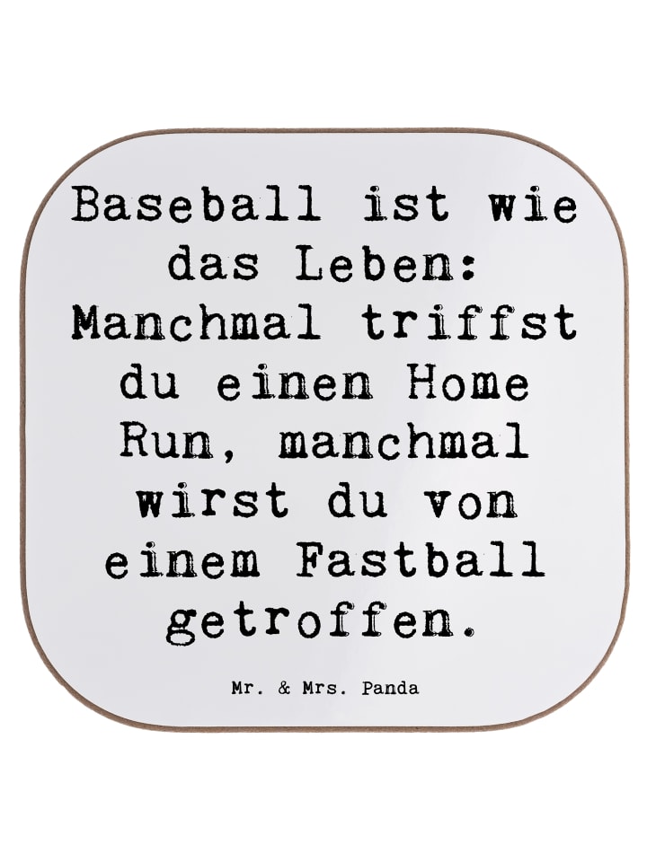 Untersetzer Spruch Baseball Leben mit Spruch in Weiß