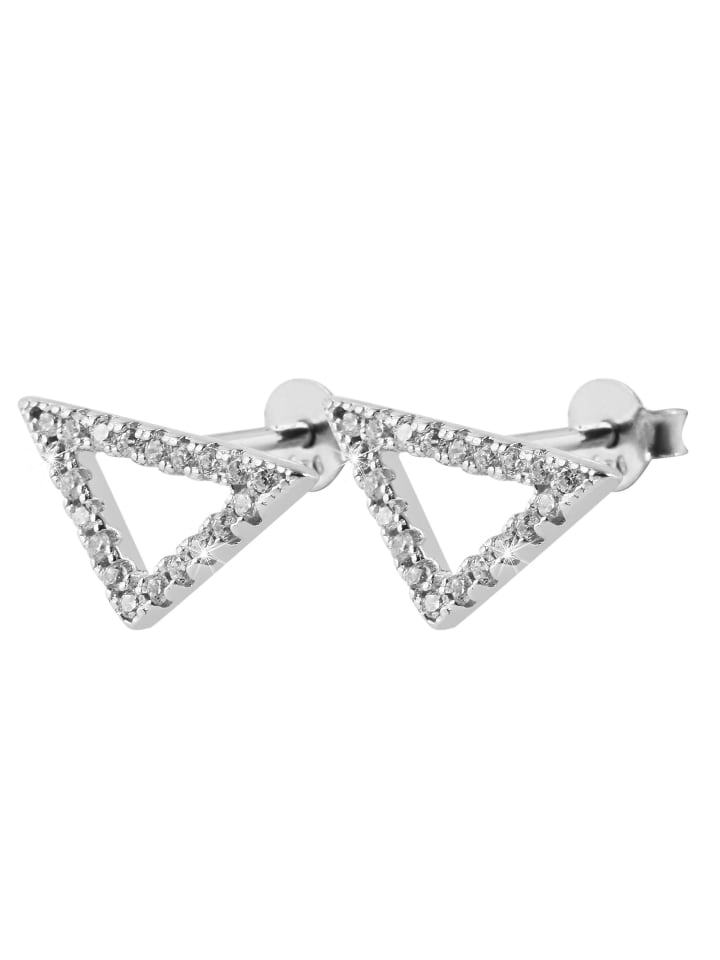 Damen Ohrstecker Dreieck aus 925 Silber mit Zirkonia 7 cm in silber
