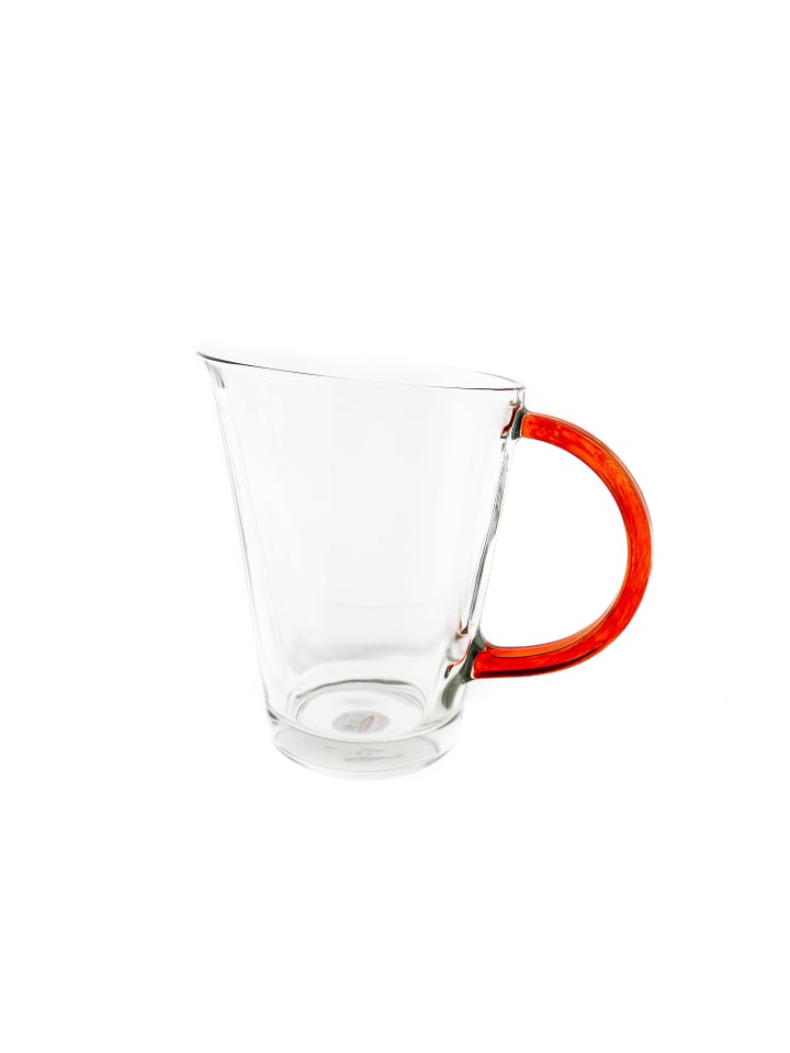 Glaskaraffe mit Griff, 1,3 Liter - 20 x 16 cm in Rot