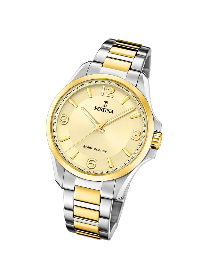 Analog-Solaruhr Festina Solar Energy silber, gold groß (ca. 42mm)