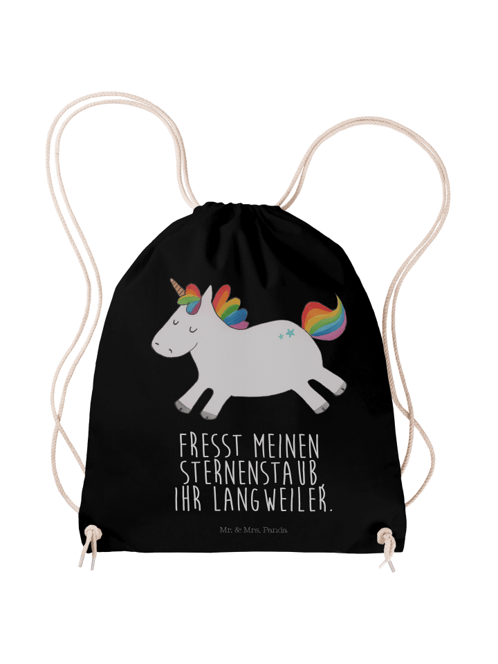 Jutebeutel Einhorn Happy mit Spruch in Schwarz