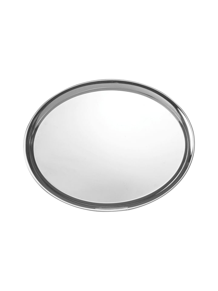 Tablett 18/0 Edelstahl magnetisch glänzend oval in Silber