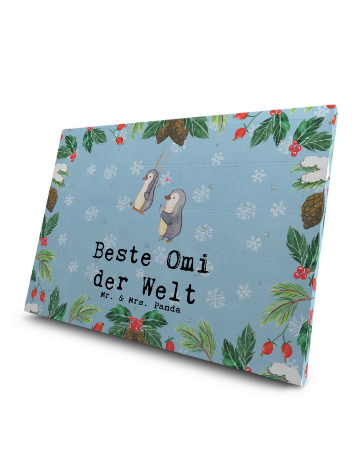 Adventskalender Pinguin Beste Omi der Welt mit ... in Eisblau
