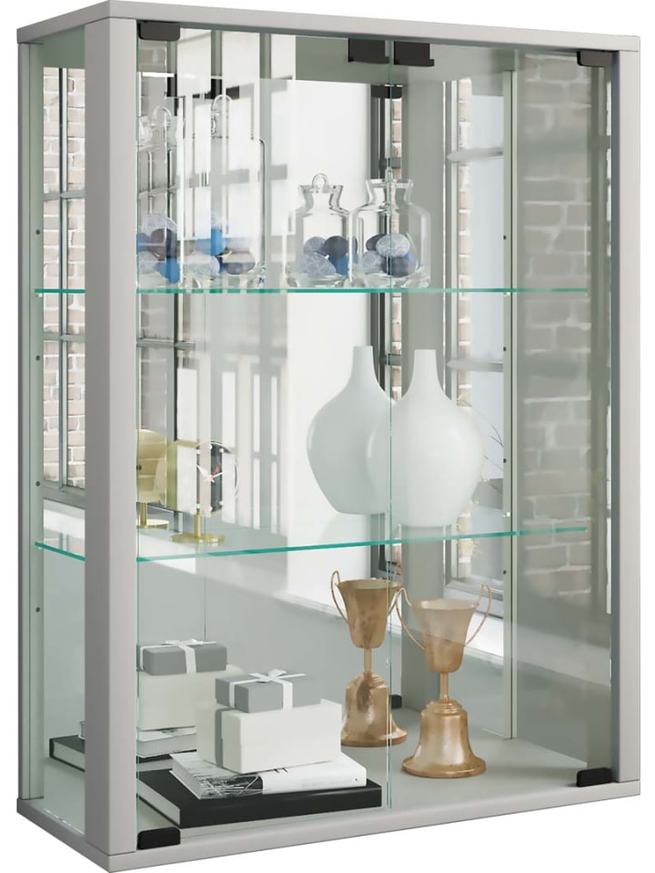 Vitrinenschrank Udina 2 Silberfarben 60 x 25 cm