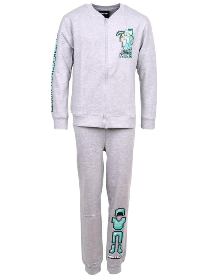 2tlg.Outfit Sweatjacke & Hose Minecraft in Grau