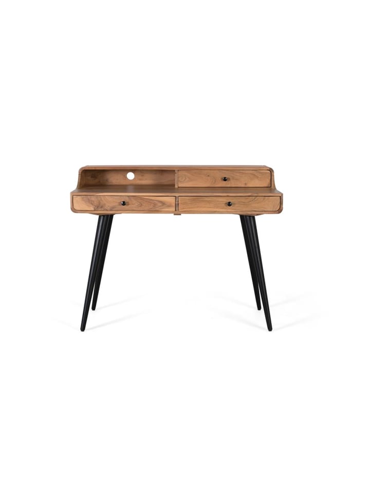 Schreibtisch aus Akazienholz und Metall in Brown