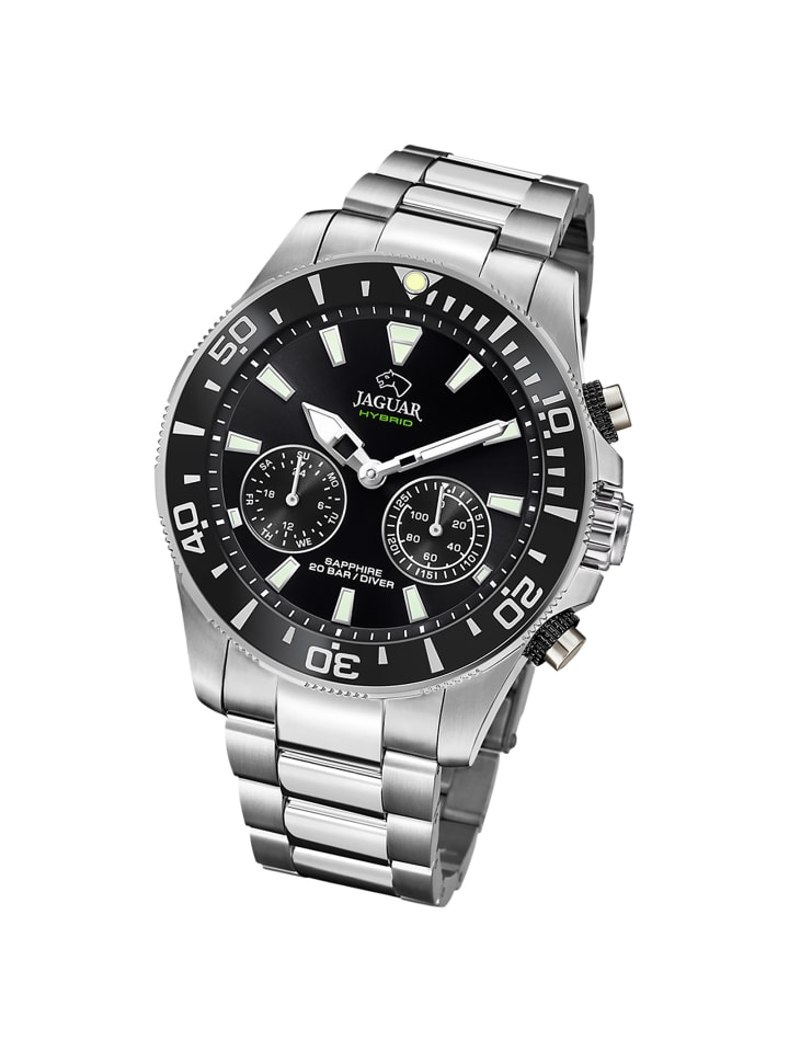 Multifunktion-Armbanduhr Jaguar Connected silber extra groß (ca. 45,7mm)