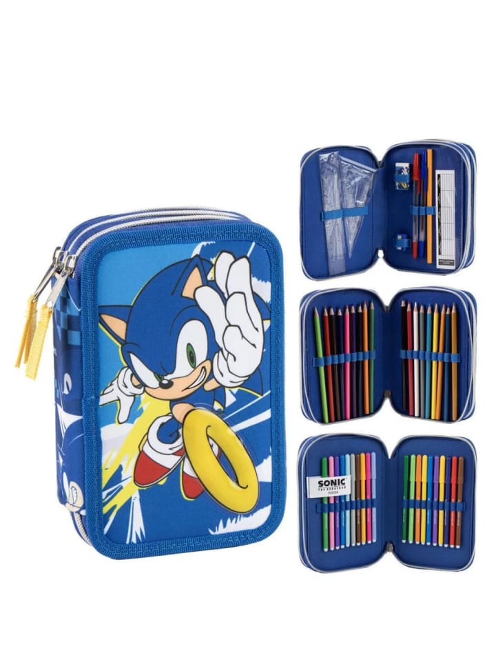 Sonic the Hedgehog Power Run Gefülltes Federmäppchen mit 3 Etagen