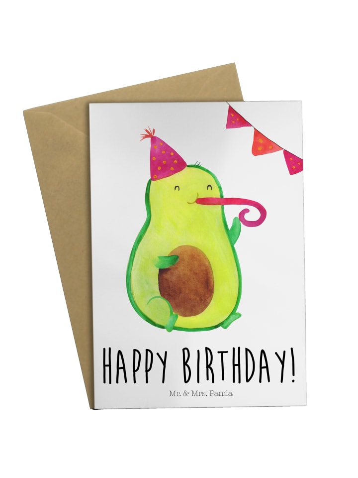 Grußkarte Avocado Geburtstag mit Spruch in Weiß