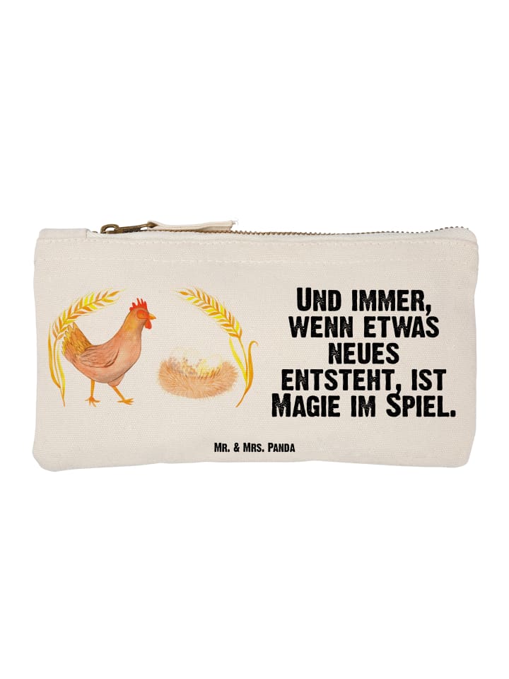 Federtasche Huhn Stolz mit Spruch in Weiß
