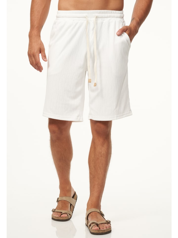 Shorts - mit Rippstruktur mit Gummibund für Herren Sommershorts in Weiß