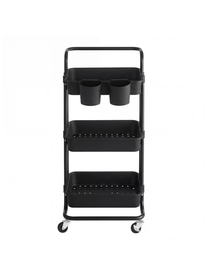 Beistellwagen Pataye in Schwarz - (B)42.5 x (H)86.3 x (T)37.3 cm