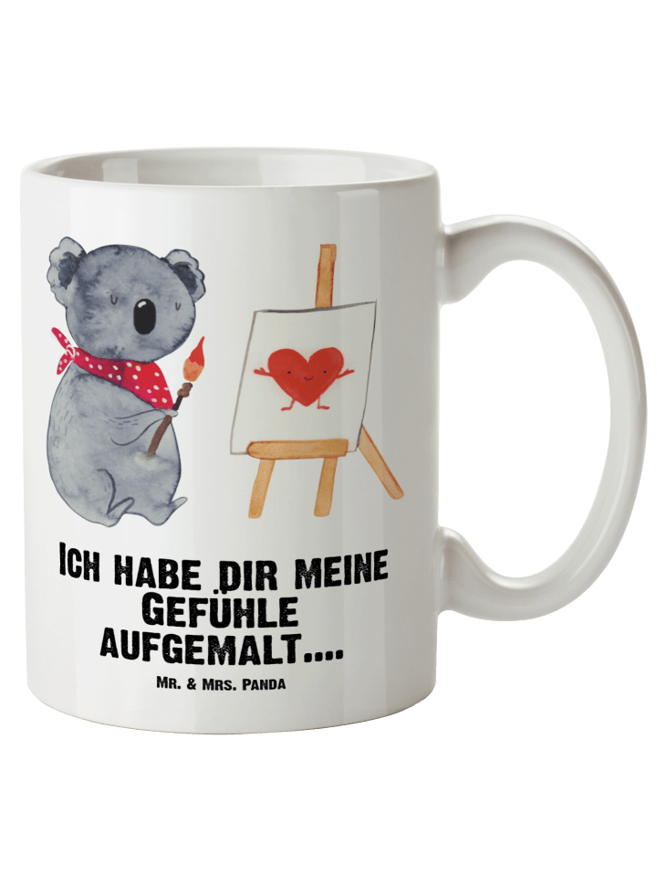 Becher Koala Künstler mit Spruch in Weiß